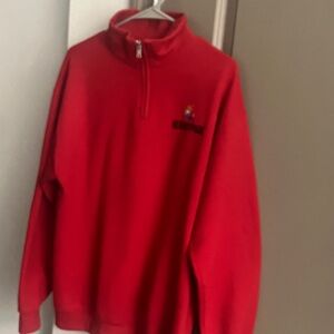 Men's Red Half-Zip Sweater Pullover